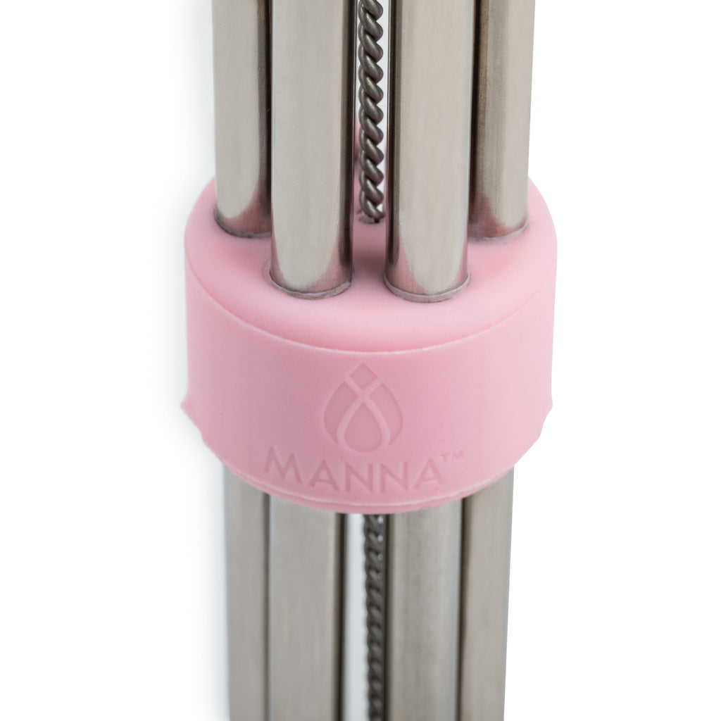 Set of 8 Stainless Steel Reusable Straws&Silicone Straw Holder