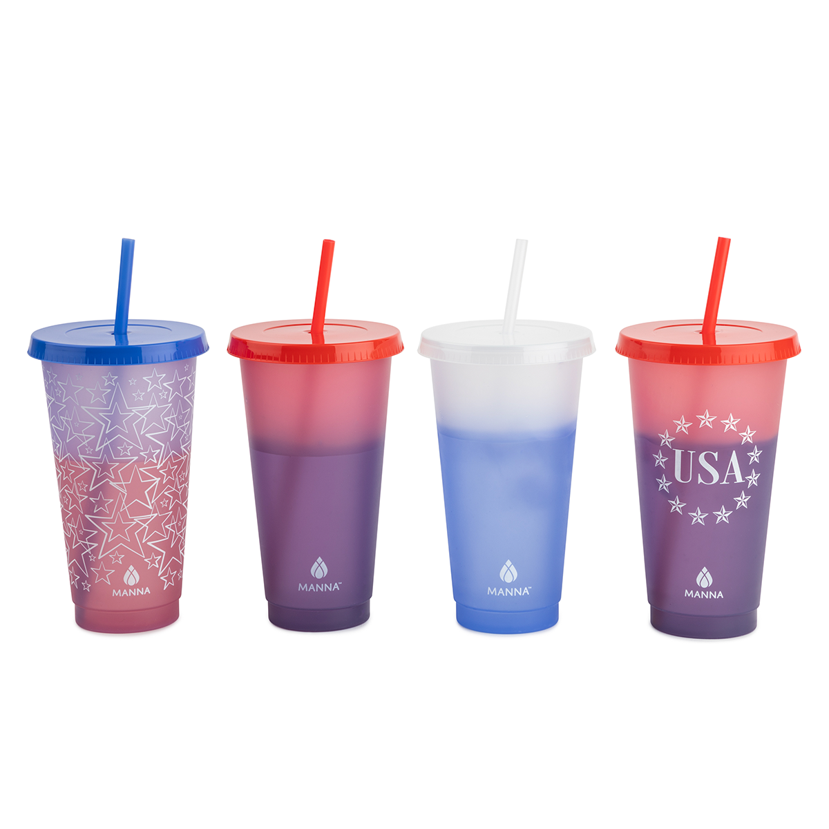 4PK 24 oz Patriotic Color Changing Cups